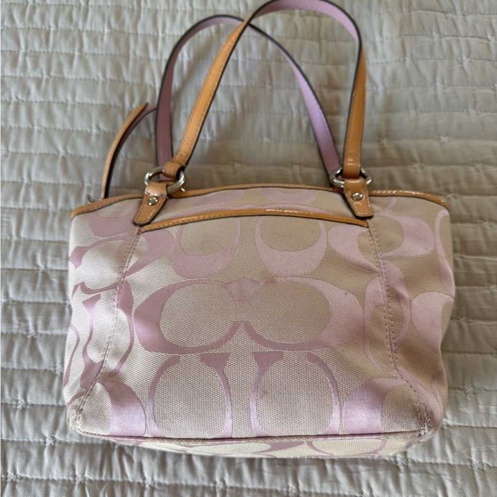 Coach Pink and Tan Mini Bag - Picture 2 of 5